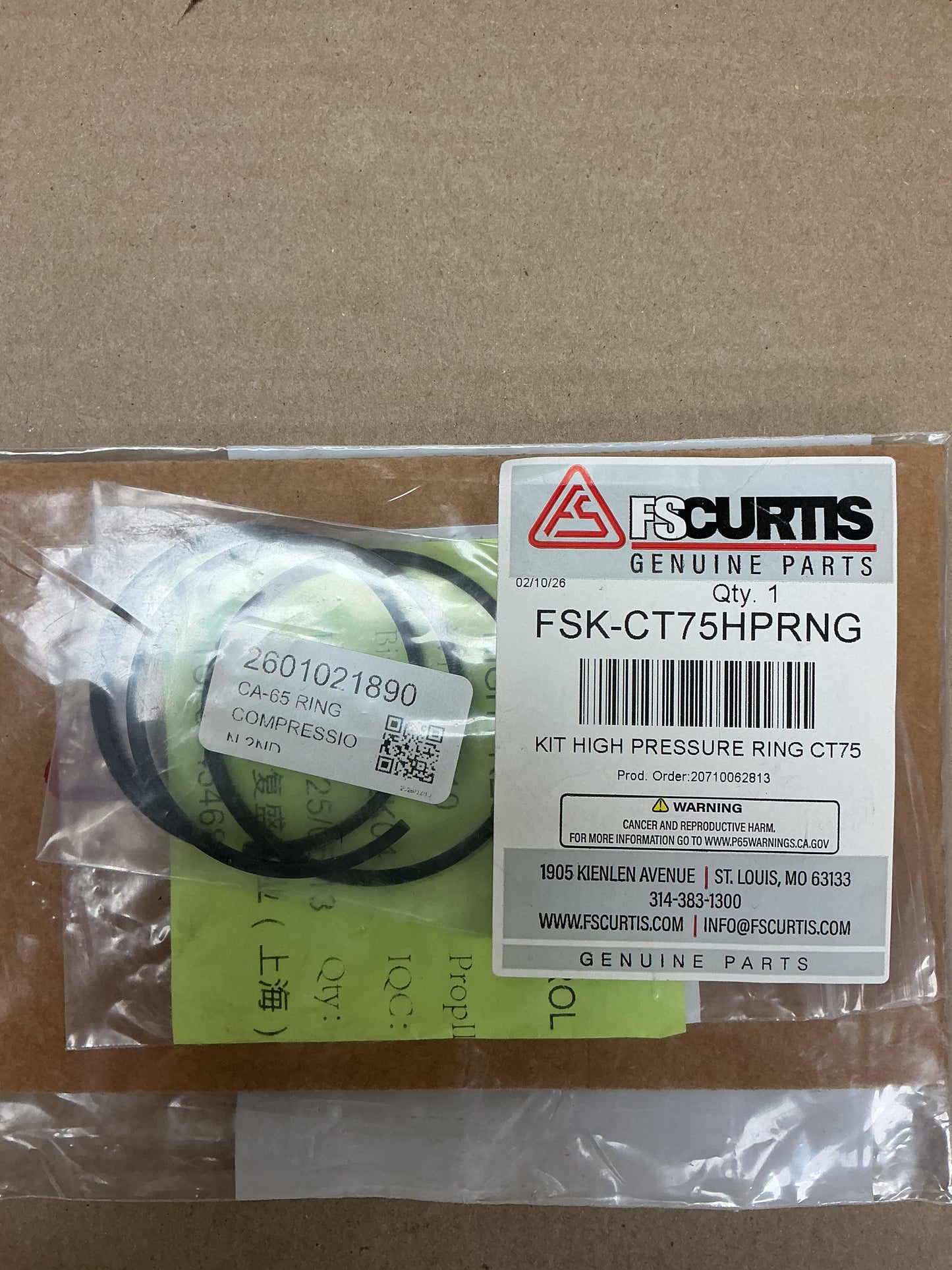FSK-CT75HPRNG Kit high pressure ring